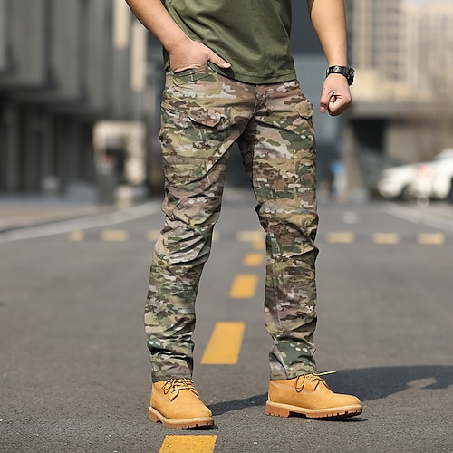 

Men's Tactical Cargo Pants Trousers Work Pants Multi Pocket Solid Color Camouflage Waterproof Wearable Sports Outdoor Hiking Cotton Blend Tactical Camouflage Black Green