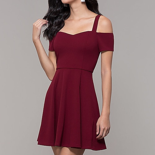 

Mulheres Vestido casual Minivestido Preto Vinho Vermelho Manga Curta Cor imaculada Frente Única Primavera Verão Decote V Férias Delgado 2023 S M L XL XXL 3XL