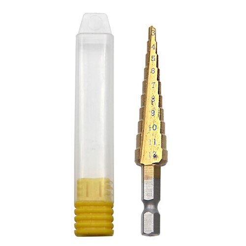 

HSS Step Drill Bits 3mm-12mm Straight Flute Power Tools 1/4 Hex Shank Wholesale Price 10 Steps Metal Drilling Titanium