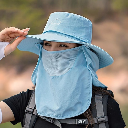 

Men's Women's Sun Hat Fishing Hat Hiking Hat Boonie hat Wide Brim with Face Cover Neck Flap Summer Outdoor UV Sun Protection Sunscreen UV Protection Breathable Hat Navy Back Green for Fishing