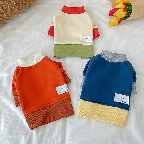 

Dog Cat Dress Color Block Fashion Cute Sports Casual / Daily Dog Clothes Puppy Clothes Dog Outfits Soft Green Blue Orange Costume for Girl and Boy Dog Cloth XS S M L XL 2XL