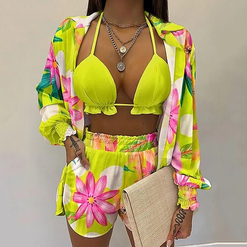 

Women's Suits Outdoor Street Daily Spring Summer Regular Coat Regular Fit Breathable Streetwear Casual Jacket Long Sleeve Floral Pocket Print Yellow