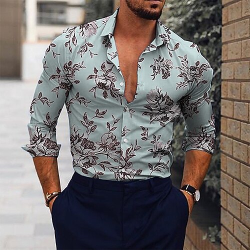 

Men's Shirt Other Prints Floral Turndown Casual Daily Print Short Sleeve Tops Casual Fashion Comfortable Sports White / Summer / Spring / Summer