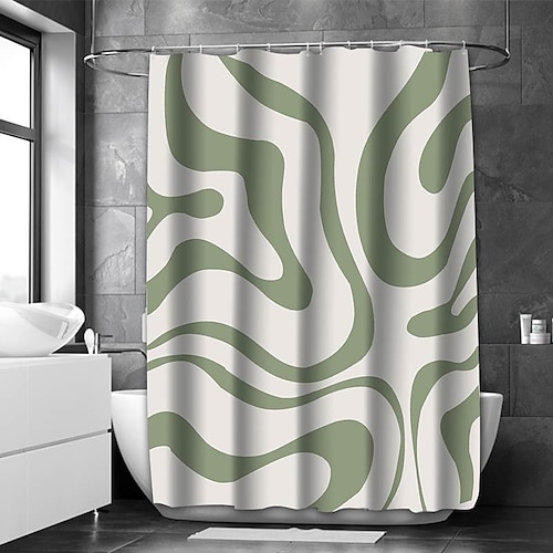 Cortina de ducha verde salvia para baño, forro impermeable, decoración de baño, tela texturizada, juegos de cortinas de ducha con ganchos, lavable a máquina