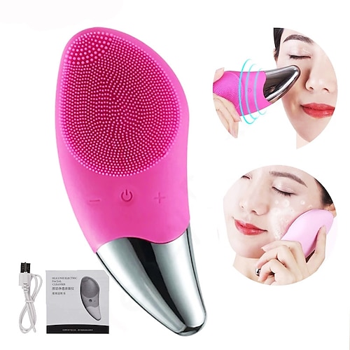 

Mini Electric Facial Cleansing Brush Silicone Sonic Face Cleaner Deep Pore Cleaning Skin Face Cleaning Brush Device USB Recharge