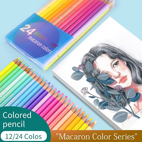 

Colored Pencils 2B Oil Colors Water Colors Rainbow Wood Pencils 12 Count/24 Count for Adult Artists
