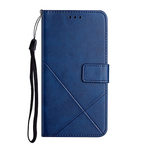 

Phone Case For Apple Wallet Card iPhone 13 Pro Max 12 Mini 11 X XR XS Max 8 7 Shockproof with Wrist Strap Card Holder Slots Lines / Waves Solid Colored PU Leather