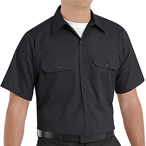 

Men's Shirt Solid Color Turndown Street Casual Button-Down Short Sleeve Tops Casual Fashion Breathable Comfortable Blue Black Khaki