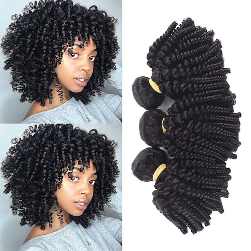 

Brazilian Virgin Hair Kinky Curly 3 Bundles Natural Black 100% Unprocessed Brazilian Hair Bundles Weave Weft 95-100g/bundle Brazilian Kinky Curly Remy Human Hair Extenions