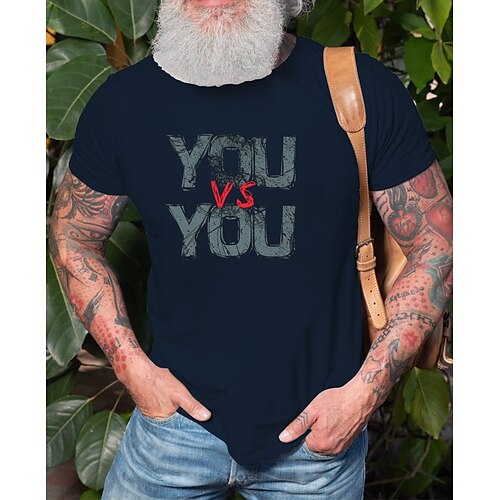 

Men's T shirt Hot Stamping Letter Round Neck Casual Daily Print Short Sleeve Tops Simple Basic Blue Black