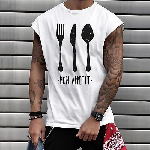 

Men's Unisex T shirt Hot Stamping Graphic Prints Crew Neck Tableware Street Daily Print Cap Sleeve Tops Casual Designer Big and Tall Sports White / Summer