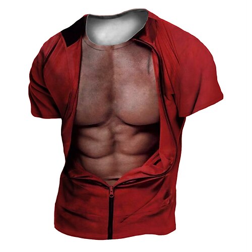 

Men's T shirt 3D Print Graphic Muscle Crew Neck Casual Daily Print Short Sleeve Tops Fashion Vintage Designer Big and Tall Red