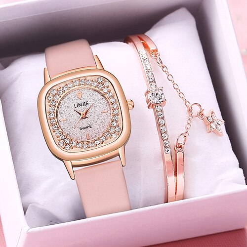 

Women Quartz Watch Creative With Jewelry PU Leather Watch