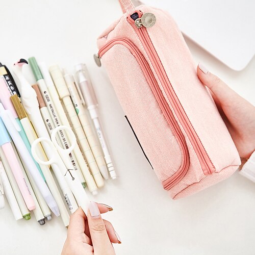 

Pencil Cases Wear-Resistant Multifunction With Zipper Canvas for School Office Student