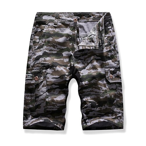 

Men's Classic Style Fashion Shorts Cargo Shorts Multiple Pockets Knee Length Pants Casual Daily Camouflage Comfort Breathable Mid Waist Blue White Gray Khaki Beige 32 34 36 38