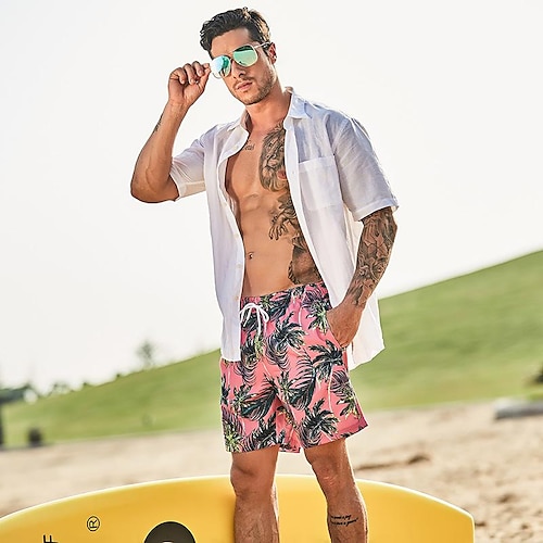 

Hombre Bañadores Pantalones Bañador Natación Corto Secado rápido Ligero Pantalones de Surf Traje de baño Con bolsillos Forro de malla Correa Natación Surf Playa Deportes acuáticos Impreso Verano