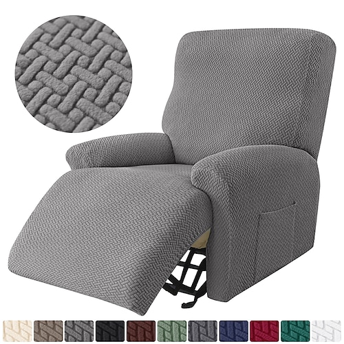 

Recliner Slipcover for Living Room,Stretch Jacquard Recliner Chair Cover Soft Fitted Recliner Protector with Elastic Bottom for Kids, Pets(2 Armrest Cover,1 Backrest Cover,1 Seat Cover)