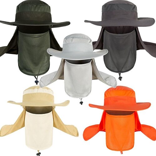 

Men's Women's Sun Hat Fishing Hat Hiking Hat Boonie hat Wide Brim with Face Cover Neck Flap Summer Outdoor UV Sun Protection Sunscreen UV Protection Breathable Hat Watermelon Red ArmyGreen Big red
