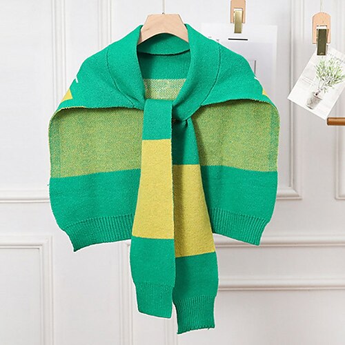 

Women's Shrug Knitted Color Block Letter Shrugs Stylish Elegant Long Sleeve Sweater Cardigans Crew Neck Spring Summer Green Blue Pink