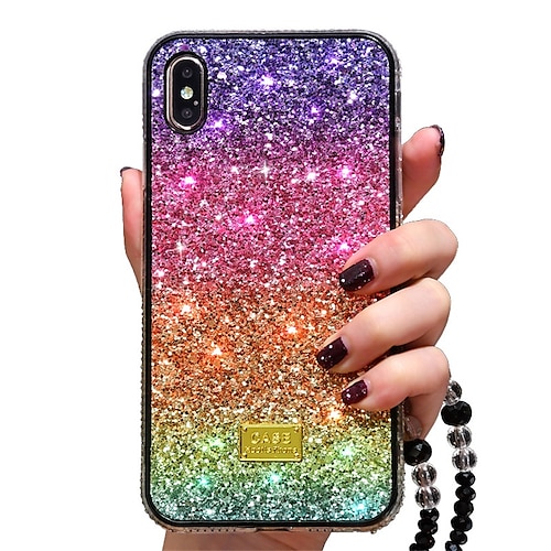 

Phone Case For Apple Back Cover iPhone 13 Pro Max 12 11 SE 2022 X XR XS Max 8 7 Rhinestone Glitter Shine Shockproof Crystal Diamond TPU PC