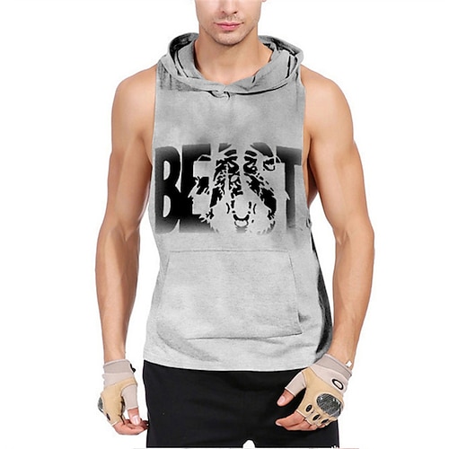 

Men's Hoodie Graphic Letter Print Sports Outdoor Sports Weekend 3D Print Casual Designer Hoodies Sweatshirts Gray
