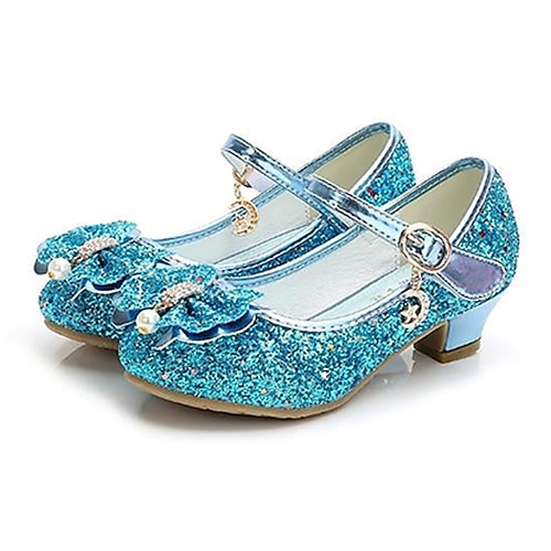 

Princess Elsa Flower Shoes Girls' Movie Cosplay Mary Jane Sequins Light Purple Golden Rosy Pink Shoes Children's Day Masquerade