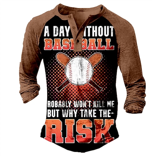 

Men's Henley Shirt Tee T shirt 3D Print Graphic Letter Plus Size Henley Daily Sports Button-Down Print Long Sleeve Tops Basic Casual Classic Designer Red / Summer