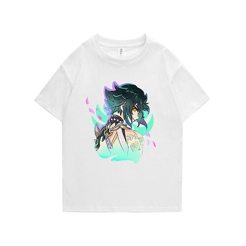 

Inspired by Genshin Impact Xiao T-shirt Cartoon 100% Polyester Anime Harajuku Graphic Kawaii T-shirt For Men's / Women's / Couple's