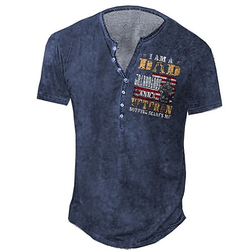 

Men's Henley Shirt Tee T shirt 3D Print Graphic Letter Plus Size Henley Daily Sports Button-Down Print Short Sleeve Tops Basic Casual Classic Designer Blue