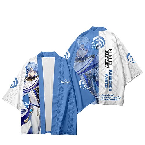 

Inspired by Genshin Impact Kamisato Ayaka Cosplay Costume Cartoon Terylene Anime Harajuku Graphic Kawaii Outerwear For Men's