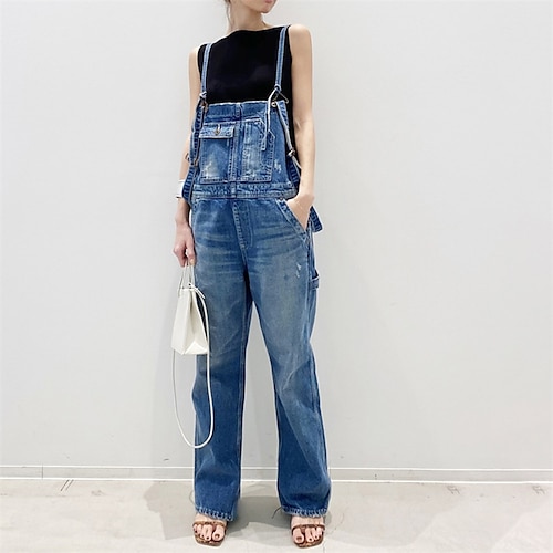 

Women's Jumpsuit Pocket Button Solid Color Strap Casual Street Casual Regular Fit Sleeveless Blue One-Size Spring