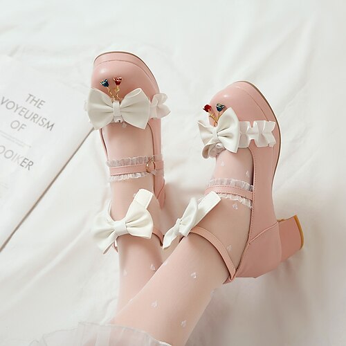 

Girls' Heels Princess Shoes PU School Shoes Big Kids(7years ) Party Prom Zipper White Black Pink Fall Summer