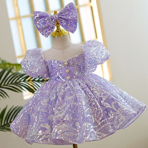 

Infantil Pouco Para Meninas Vestido Gráfico Vestido A Line Festa Franzido Com Transparência Roxo Linho Altura dos Joelhos Manga Curta Princesa Doce Vestidos Primavera Verão Normal 2-8 anos