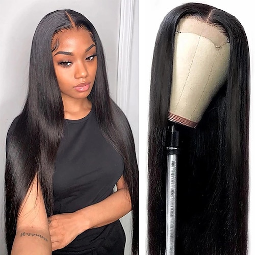 

Lace Front Wigs Human Hair for Black Women 150%/180%/250% Density Brazilian 4×4 Closure Wigs Straight Human Hair Pre Plucked with Baby Hair Natural Hairline Wigs 8-28 Inch