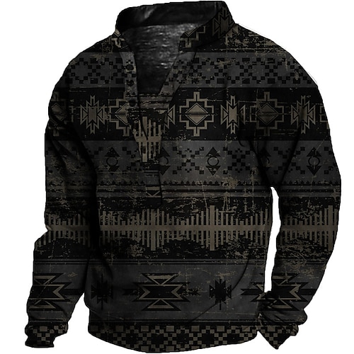 

Men's Unisex Sweatshirt Pullover Dark Gray Standing Collar Tribal Graphic Prints Print Casual Daily Sports 3D Print Streetwear Designer Casual Spring & Summer Clothing Apparel Hoodies Sweatshirts