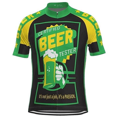 

21Grams Men's Cycling Jersey Short Sleeve Bike Jersey Top with 3 Rear Pockets Mountain Bike MTB Road Bike Cycling Breathable Quick Dry Moisture Wicking Back Pocket Green Black Yellow Retro Novelty