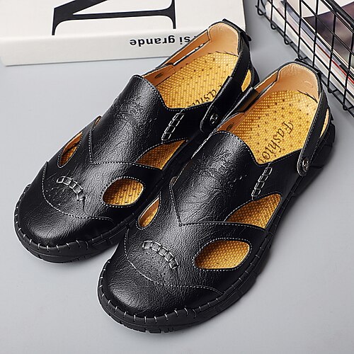 

Men's Sandals Loafers Slip-Ons Classic British Daily Office Career PU Booties / Ankle Boots Black Brown Spring Summer