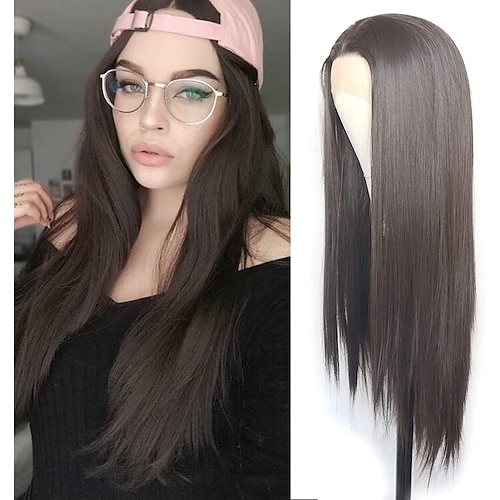 

Synthetic Lace Wig Straight Style 12-26 inch Brown Middle Part 132.5 lace front Wig Women's Wig Dark Brown