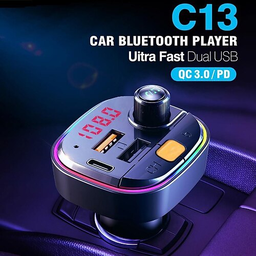 

Bluetooth Compatible Handsfree Fm Transmitter Qc3.0/pd Usb Fast Charger Adapter Aux Modulator Wireless Car Mp3 Player Car Kit