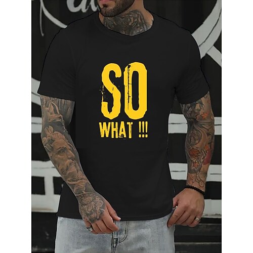 

Men's T shirt Hot Stamping Letter Round Neck Casual Daily Print Short Sleeve Tops Simple Basic Blue Black Gray