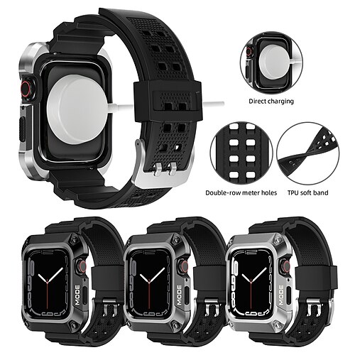 

1PC Smart Watch Band with Case Compatible with Apple iWatch Series 6/5/4 / SE Series 7 SmartWatch Band with Case for iWatch Smartwatch Strap Wristband Genuine Leather Adjustable Breathable Rugged