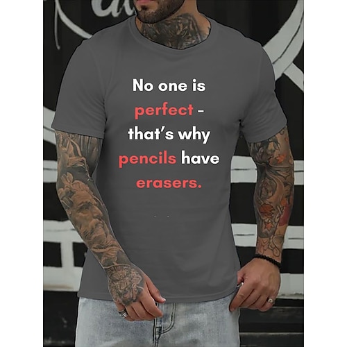 

Men's T shirt Hot Stamping Letter Round Neck Casual Daily Print Short Sleeve Tops Simple Basic Blue Black Gray