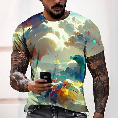 

Men's Tee T shirt 3D Print Graphic Round Neck Casual Daily 3D Print Short Sleeve Tops Fashion Designer Cool Comfortable Green