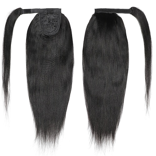 

Hair Extensions Ponytail Extensions Virgin Yaki Straight Human Hair Wrap Around Ponytail Remy Hair Extensions Clip in Hair Extensions with Magic Paste One Piece Hairpiece Hair For Women Natural Color