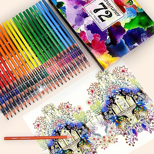 

Colored Pencils 2B Log Pen Holder Oil Colors Water Colors 72 Colors Set Wood Pencils 72 Count for Adult Artists