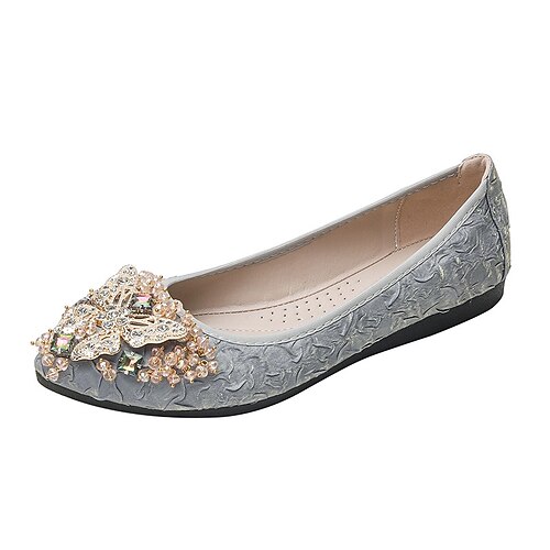 

Women's Flats Formal Shoes Rhinestone Sparkling Glitter Beading Flat Heel Pointed Toe Elegant Sweet Daily Office Mesh Loafer Spring Summer Solid Colored Almond Black Blue