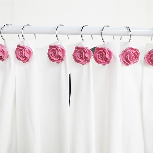 

12pcs Lovely Rose Design Shower Curtain Hooks
