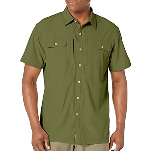 

Men's Shirt Solid Color Turndown Street Casual Button-Down Short Sleeve Tops Casual Fashion Breathable Comfortable Blue White Army Green