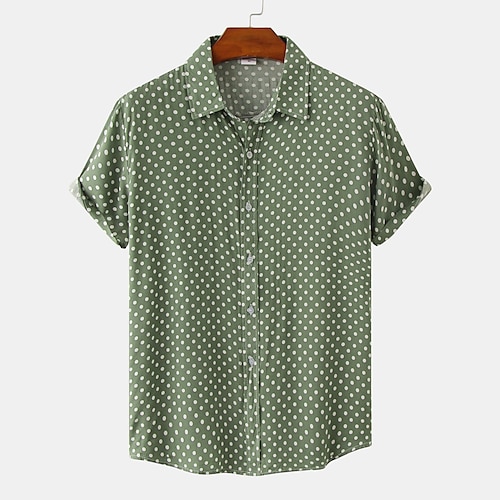 

Men's Shirt Other Prints Geometry Plus Size Turndown Holiday Print Short Sleeve Tops 2pcs Beach Light Green