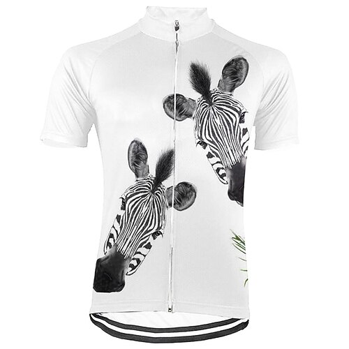 

21Grams Men's Cycling Jersey Short Sleeve Bike Top with 3 Rear Pockets Mountain Bike MTB Road Bike Cycling Breathable Quick Dry Moisture Wicking Reflective Strips White Zebra Polyester Spandex Sports